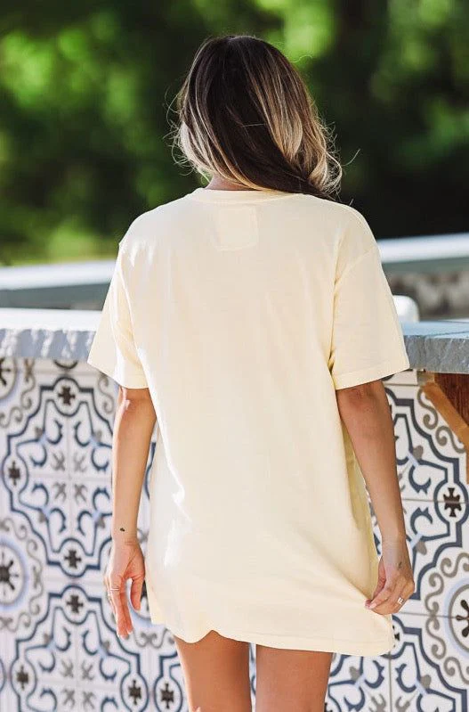 Coors Banquet Graphic Tee / T-shirt Dress - Muted Yellow - Image 5