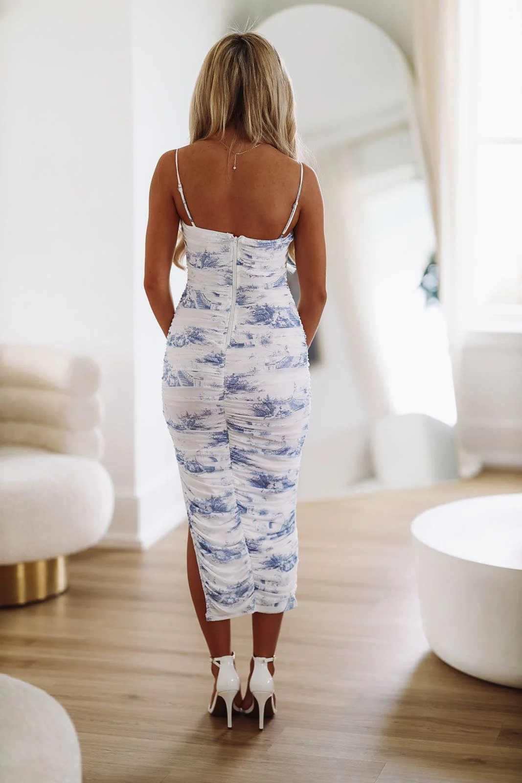 Dream Come True Midi Dress - White and Blue (FINAL SALE) - Image 3