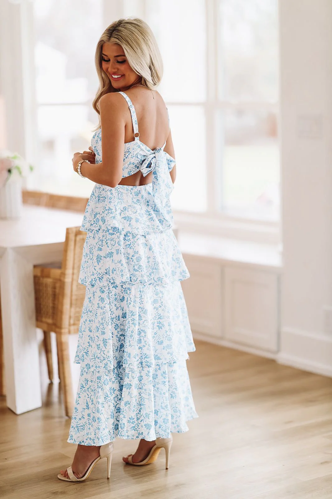 In A Romance Maxi Dress - Blue and White - Image 4