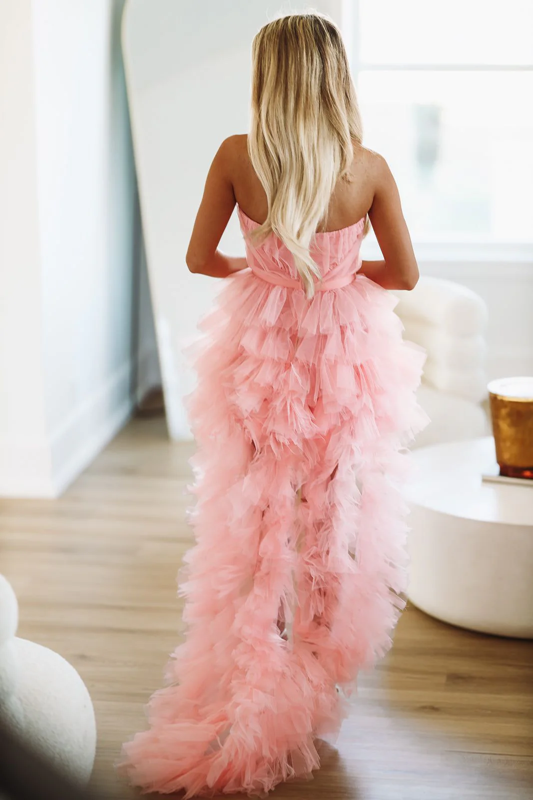 In The Moment High Low Tulle Dress - Blush - Image 3