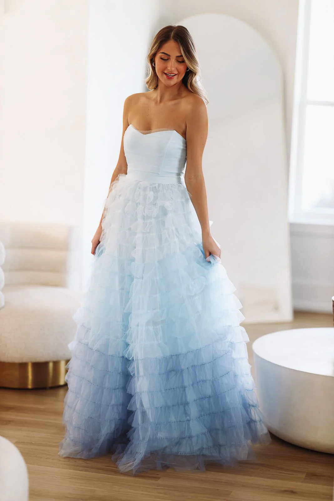Kiss Me Tiered Maxi Gown - Light Blue - Image 3
