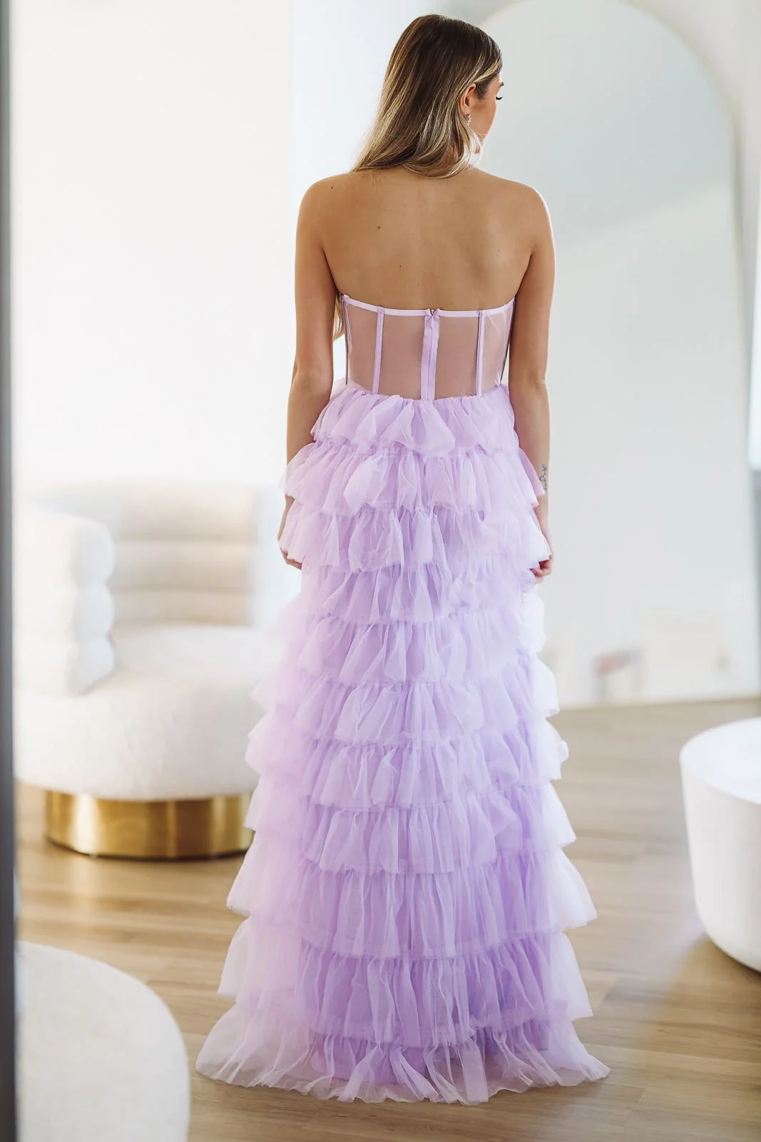 On The VIP List Tiered Maxi Gown - Lavender (FINAL SALE) - Image 3