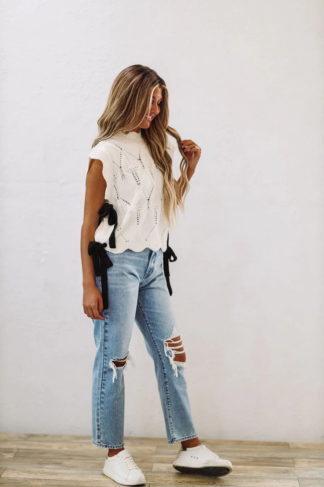 Radiate Beauty Crop Sweater -  Cream and Black - Image 7