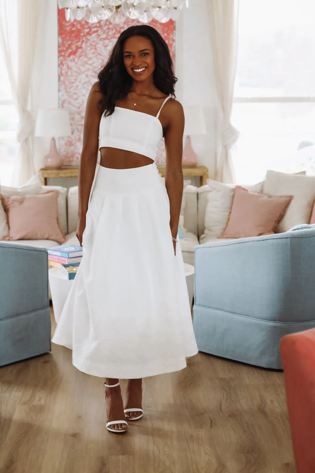 The Keeper Crop Top and Midi Skirt Set - White - Image 3