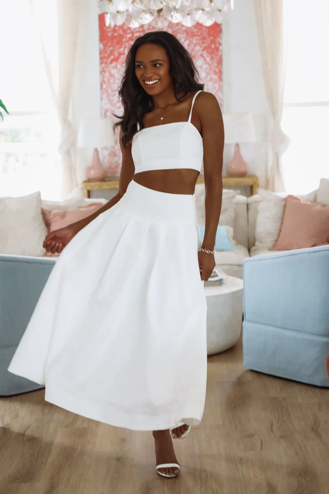 The Keeper Crop Top and Midi Skirt Set - White - Image 5