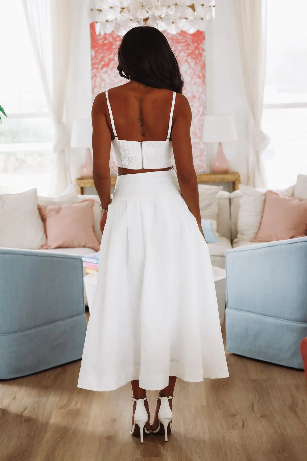 The Keeper Crop Top and Midi Skirt Set - White - Image 6