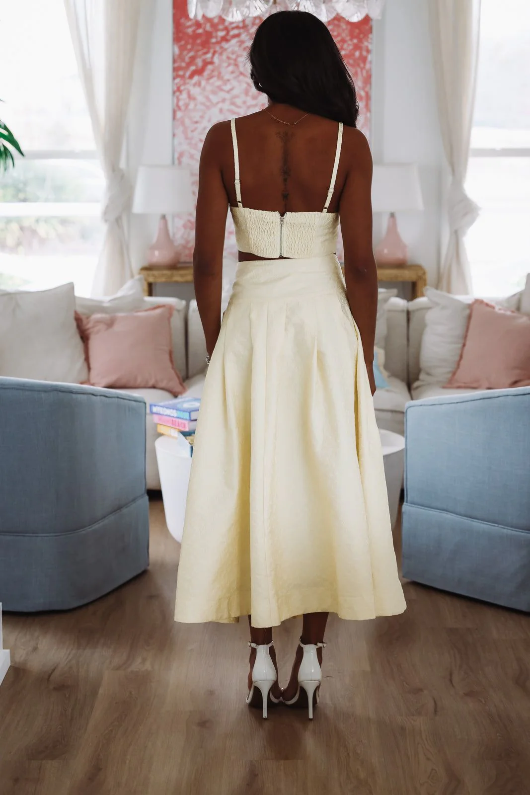 The Keeper Crop Top and Midi Skirt Set - Yellow - Image 5