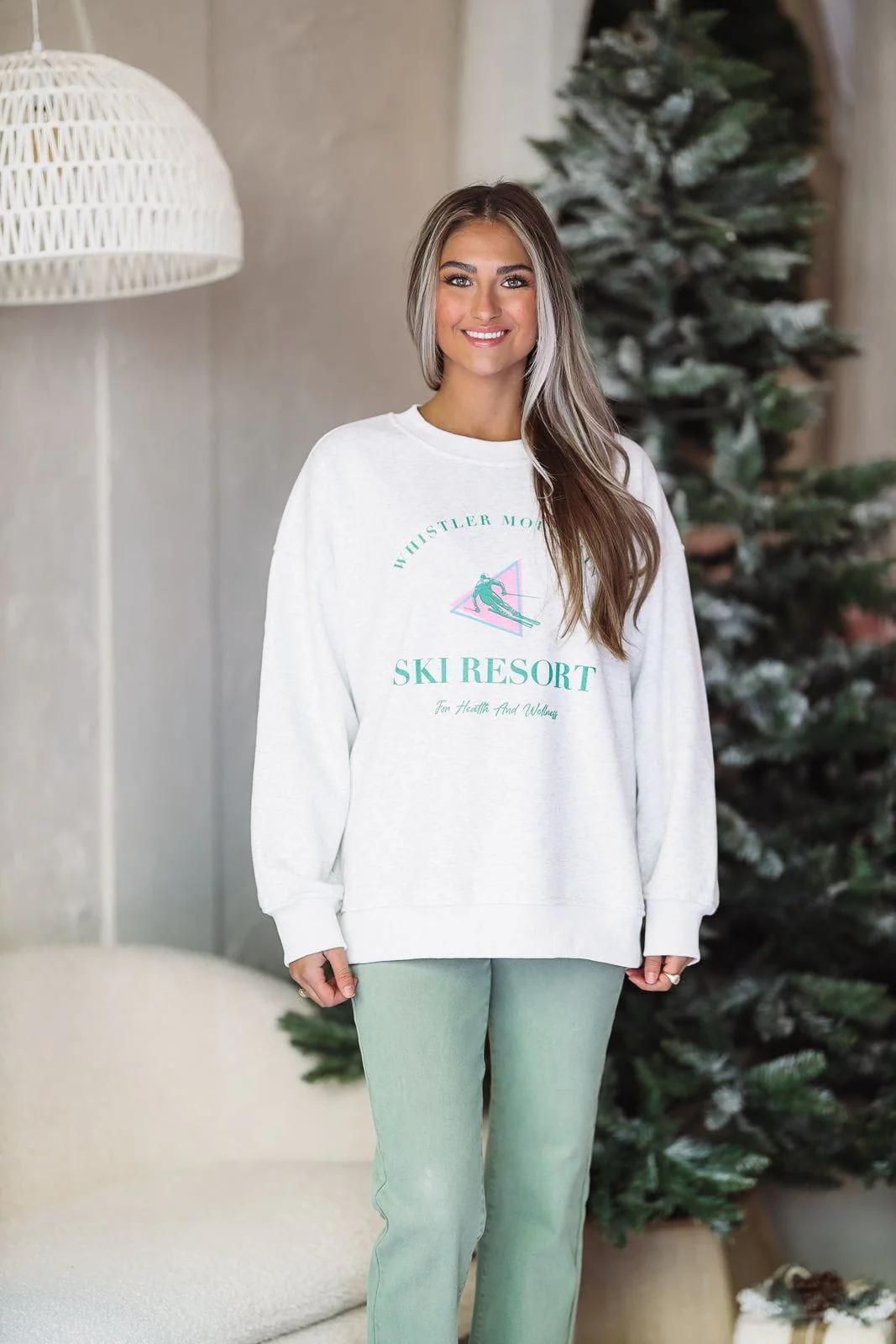 Whistler Ski Resort Retro Sweatshirt - Heather Grey - Image 6