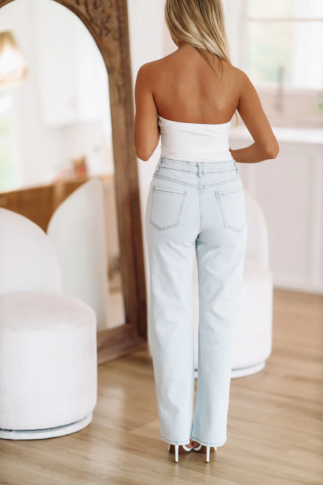 Worth a Million Embellished Straight Leg Jeans - Light Wash - Image 5